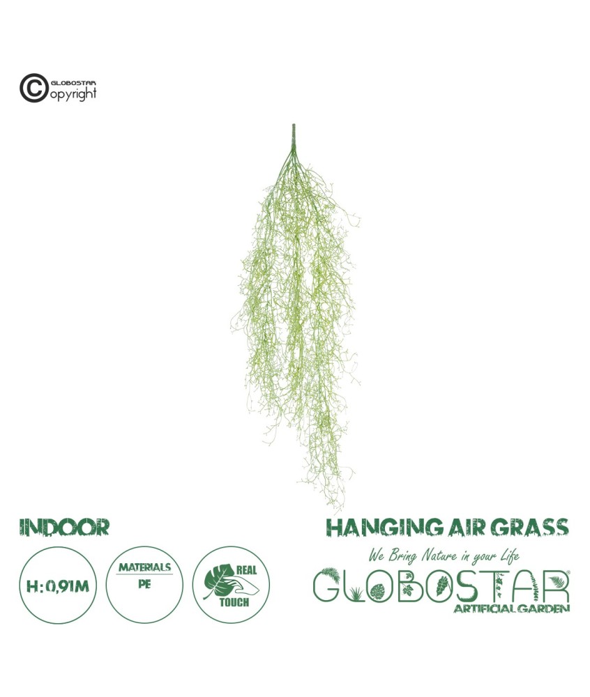 GloboStar® Artificial Garden HANGING AIR GRASS 20819 Τεχνητό Διακοσμητικό Κρεμαστό Φυτό Air Grass Μ22 x Π10 x Υ91cm